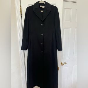 100% Cashmere Calvin Klein Black full length coat.
